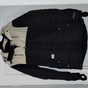 Holden Snowboard Ski Hooded Performance Coat Jacket Medium Navy/Tan Block GUC